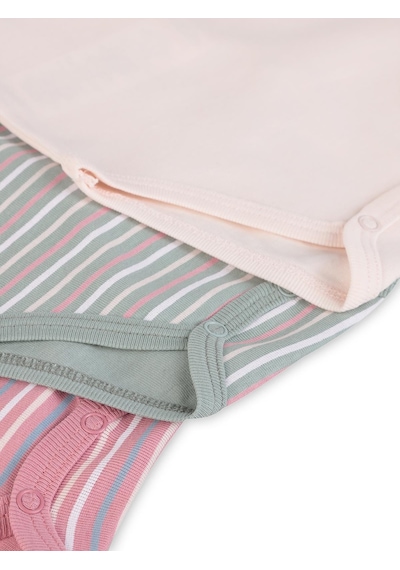 Civil Baby Çizgili İp Askılı 3 Lü 0-36 Ay Çıtçıtlı Badi - Pembe Açık Gül Kurusu