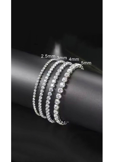 Kadın 316 L Çelik Vip Seri Antialerjik Baget Zirkon Taşlı Su Yolu Bileklik Ölçüleri 17cm + 3 Cm Uzatma 3 Mm Taş Boyutu-5198 Altın