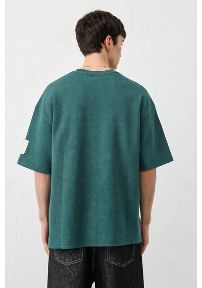 Vamos Baskılı Oversize Tişört V70-140 Yeşil