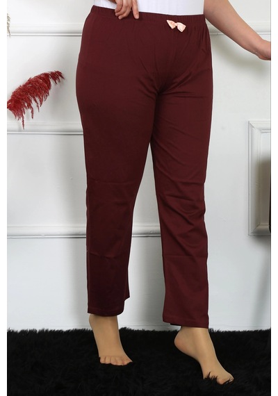 Mtm My The Mall Kadın Pamuklu Büyük Beden Alt Pijama Bordo