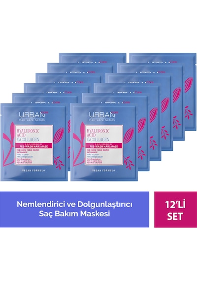 Hyaluronik Asit&kolajen Kuru Ve Cansız Saçlara Duş Öncesi Saç Bakım Maskesi 12'li Set