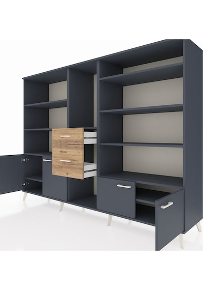 Hyperion Dolap 10 Raflı 2 Çekmeceli 4 Kapaklı 220x44x163 Antrasit Antrasit-antrasit/çam Hyperion Dolap 10 Raflı 2 Çekmeceli 4 Kapaklı 220x44x163 Antrasit Antrasit-antrasit/çam