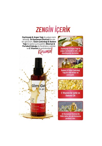 Slim Oil Bitkisel Yağ Karışımı İle Sıkılaştırıcı, Nemlendirici Pürüzsüzleştirici Vücut Bakım Yağı
