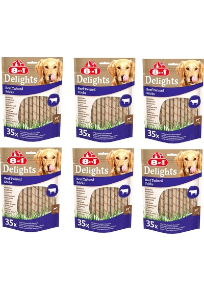 8in1 Delights Beef Twisted Sticks Biftekli Burgu Köpek Ödülü 35 Li X 6 Paket