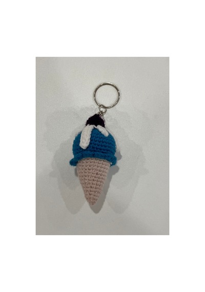 Amigurumi El Örgüsü Dondurma Anahtarlık Mavi Mavi