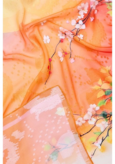 Xiangyun Gazlı Bez Eşarp Dijital Baskı 72x90 Cm. K105330 Beyaz