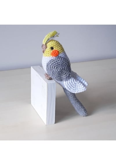Amigurumi Oyuncak Kuş Gri Beyaz Sultan Papağan