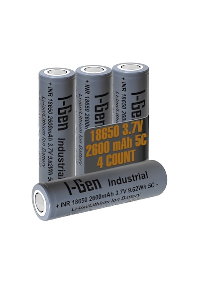 I-gen Industrial E002 Inr 18650 3.7v 2600 Mah 5c 9.62wh Li-ıon Şarjlı Pil Düz Başlı Lityum Pil 4'lü Paket