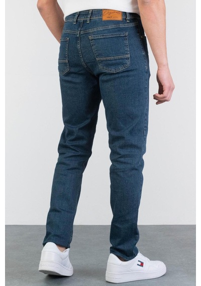 HLT Jeans Erkek Okyanus Mavisi Yıkamalı Regular Fit Boru Paça Likralı Jean Kot Pantolon Josef Mavi