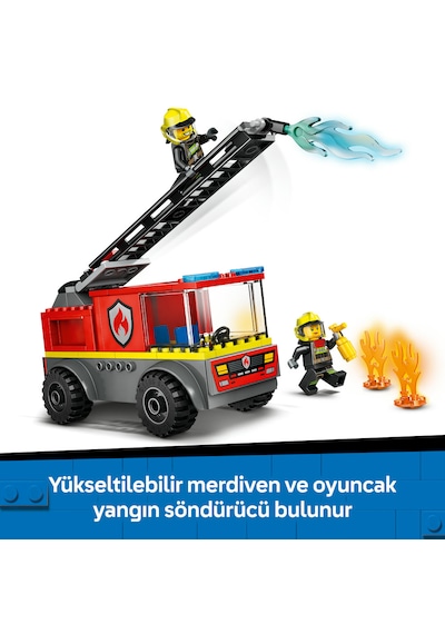 LEGO® City Merdivenli İtfaiye Kamyonu 60463 - 4 Yaş ve Üzeri Çocuklar için Yaratıcı Oyuncak Yapım Seti (82 Parça)
