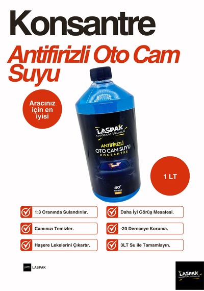 Konsantre Antifrizli Oto Cam Suyu -20 Derece 1 Lt