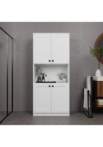 Lucas 4 Kapaklı Çok Amaçlı Dolap, Çok Amaçlı Banyo, Mutfak Ve Mikrodalga Fırın Dolabı - Beyaz Beyaz Lucas 4 Kapaklı Çok Amaçlı Dolap, Çok Amaçlı Banyo, Mutfak Ve Mikrodalga Fırın Dolabı - Beyaz Beyaz