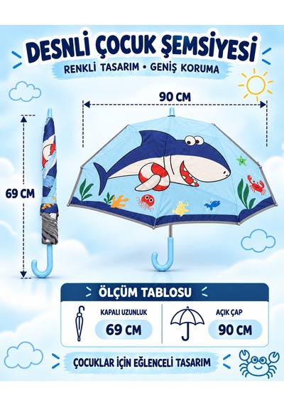 Mubx 6 Telli Fiber Çift Katlı Çocuk Şemsiyesi Rüzgarda Kırılmaz Şemsiye Mavi