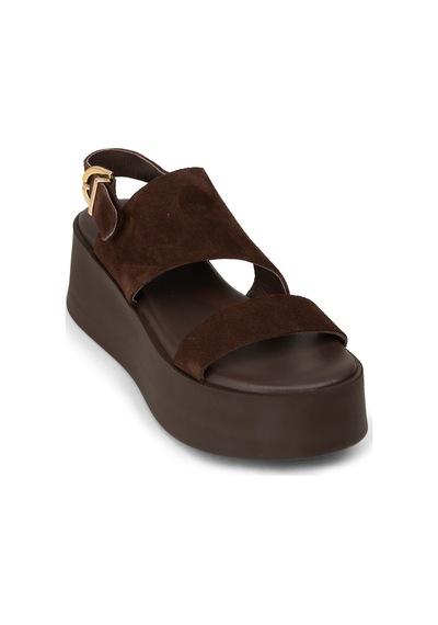 Deery Kadın Hakiki Süet Kahverengi Sandalet - 24307zkhvc02