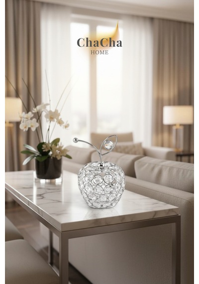 Chacha Home Kristal Taşlı Elma Dekoratif Obje Salon Ve Konsol Aksesuarı