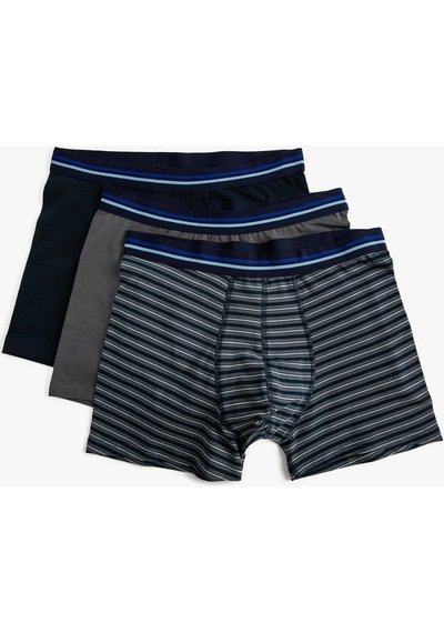 Koton 3'Lü Boxer Seti Beli Lastikli Mavi Çizgili 3Slm90021Mk 3Slm90021Mk20S Mavi Koton 3'Lü Boxer Seti Beli Lastikli Mavi Çizgili 3Slm90021Mk 3Slm90021Mk20S Mavi