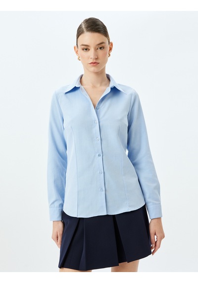 Koton Regular Fit Uzun Kollu Basic Gömlek Açık İndigo 5sak60044uw Açık İndigo