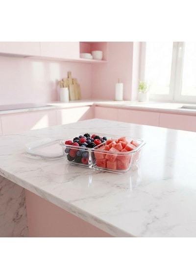 Selka Home Sofia 700 Ml. 2 Bölmeli Cam Saklama Kabı Şeffaf