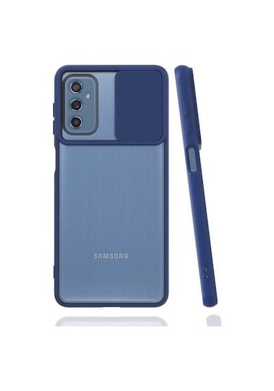 Kilifone - Samsung Uyumlu Galaxy M52 - Kılıf Slayt Sürgülü Arkası Buzlu Lensi Kapak - Lacivert