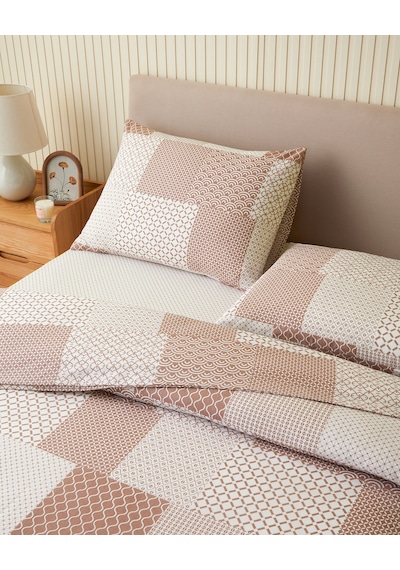 English Home Chain Patch Kolay Ütülenir Tek Kişilik Nevresim Takımı 160x220 Cm Turuncu