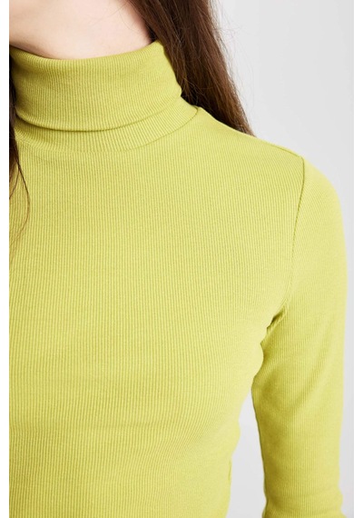 Defacto Coool Fitted Balıkçı Yaka Fitilli Kaşkorse Basic Düz Uzun Kollu Tişört B6783AX24AUGN263 Yeşil Defacto Coool Fitted Balıkçı Yaka Fitilli Kaşkorse Basic Düz Uzun Kollu Tişört B6783AX24AUGN263 Yeşil
