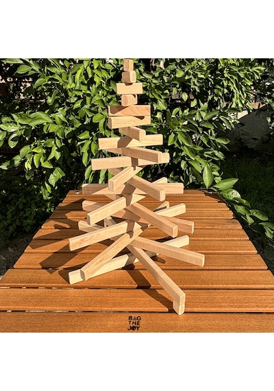 Leftover Ahşap Yılbaşı Ağacı - Ham Ahşap - 54cm Çap 40cm