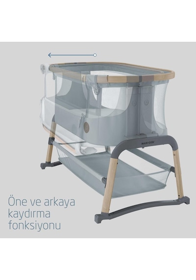 Maxi-Cosi Iora Air Sallanabilen Ahşap Görünümlü Anne Yanı Beşik Beyond Grey