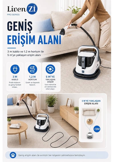 Livenzi Jjb-737-ıı Koltuk Halı Yıkama Ve Leke Çıkartma Makinesi-beyaz