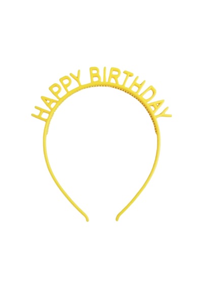 Sarı Happy Birthday Yazılı Kız Çocuk Taç Sarı