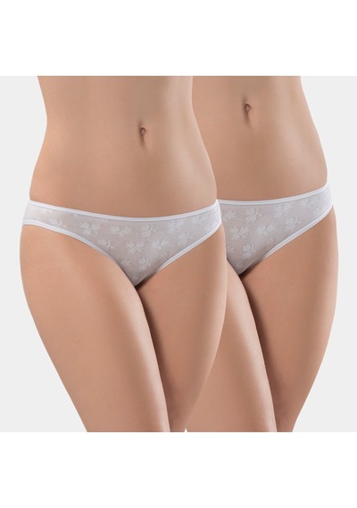 Türen Kadın Jakarlı 2'li Pamuklu Bikini Külot 256/beyaz Beyaz