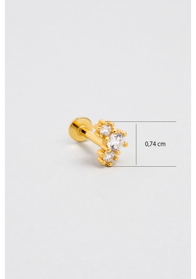 Yıldız Dizilimi 18 Ayar Sarı Altın Kaplama Gümüş Tragus-helix Piercing Sarı