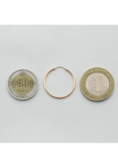 Pembe Altın Halka Küpe Rose Gold - Çapı: 2.20cm Pembe Altın