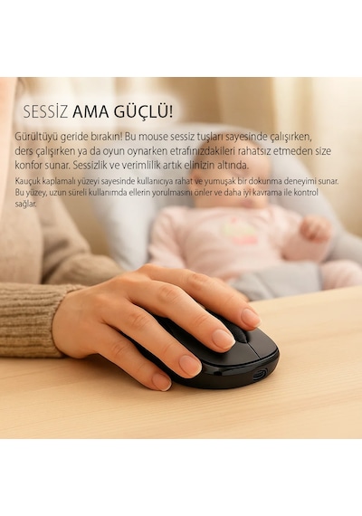 Iwm-289t Kablosuz Optik Mouse Sessiz Tuş 1200 Dpı Rubber Yüzey Type-c Şarj 40 Saat Kullanım Iwm-289t