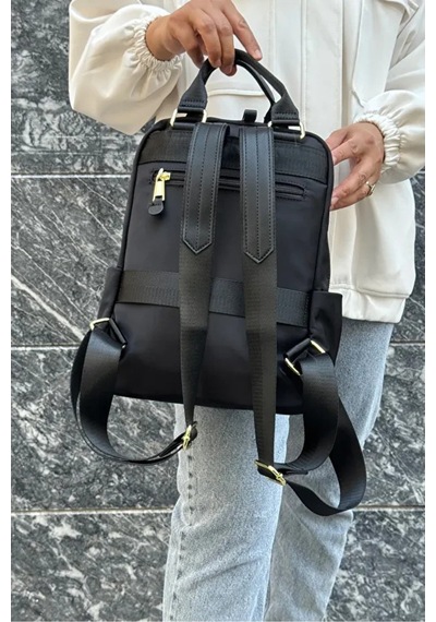 Just Polo Kadın Ayarlanabilir Askılı Su Geçirmez İthal Saten Kumaş Lüks Sırt Çantası Shopper Siyah