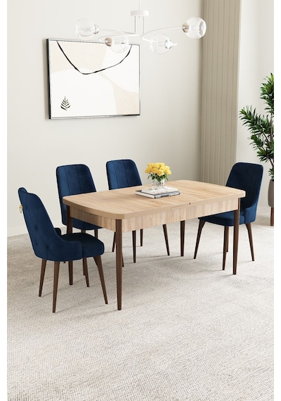 Clara Meşe Desen 80x132 Açılabilir Mdf Masa Yemek Odası Takımı,mutfak Takımı 4 Adet Sandalye Lacivert Clara Meşe Desen 80x132 Açılabilir Mdf Masa Yemek Odası Takımı,mutfak Takımı 4 Adet Sandalye Lacivert