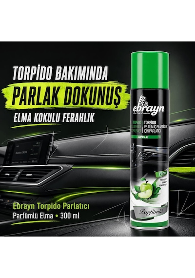 Universal Araç İçi Torpido Ve Tüm Araç İçi Plastikler İçin Parlatıcı Sprey - Parfümlü Elma 300 Ml