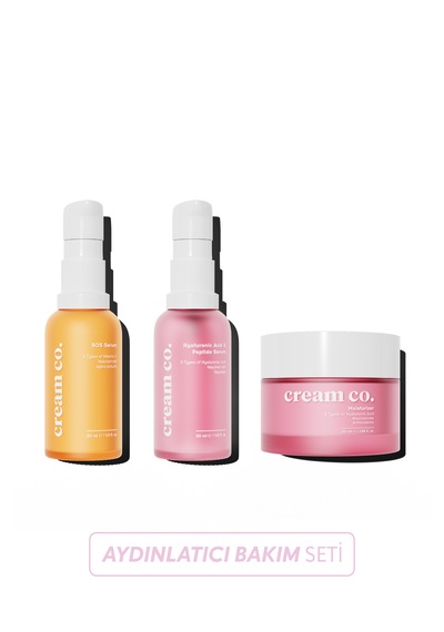 Cream Co. Leke Karşıtı Nemlendirici Krem 50 ML + Hyaluronic Acid & Peptide Serum 30 ML + Sos Serum 30 ML 