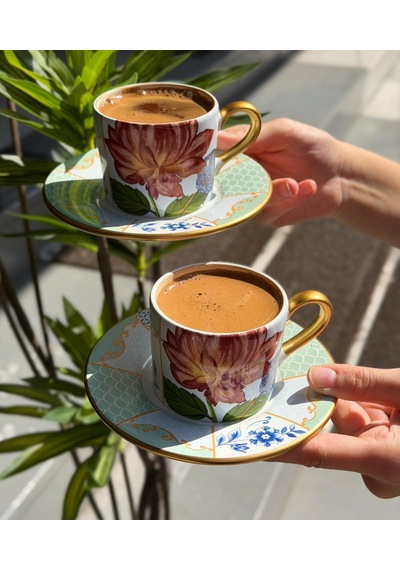 2 Kişilik Royal Flora Double Kahve Fincanı-5253 Çok Renkli