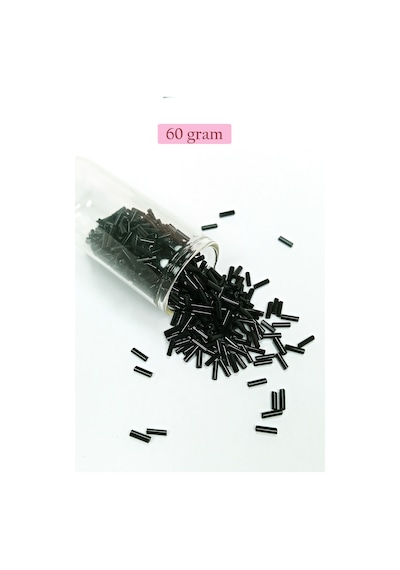 Uzun Boru Kesme Boncuk Çap 2mm Uzunluk 10 Mm - 60 Gram - Siyah - Bnc280