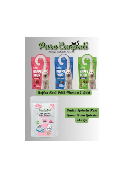 Purecanpati Kedi Kumu Koku Giderici Pudra Kokulu + 3 Çeşit Kedi Ödülü