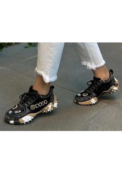Guja 25y338-9 Taş Detaylı Fashion Kadın Sneakerspor Ayakkabı Siyah