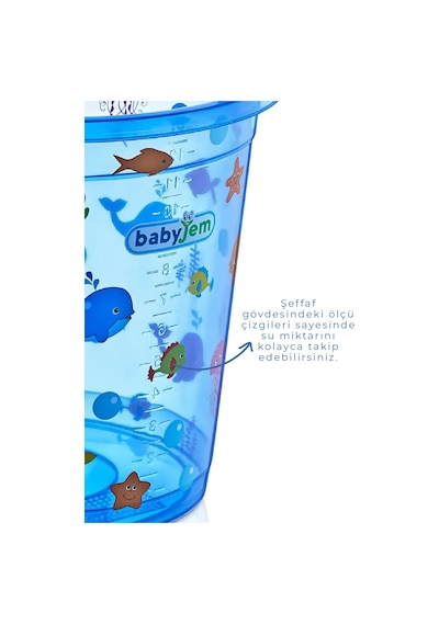 Babyjem Şeffaf Kova & Maşrapa Set Mavi Desenli