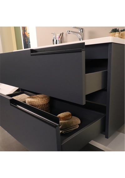 Kobos Eylül 100 Cm Banyo Dolabı Seti Argento Antrasit Kobos Eylül 100 Cm Banyo Dolabı Seti Argento Antrasit