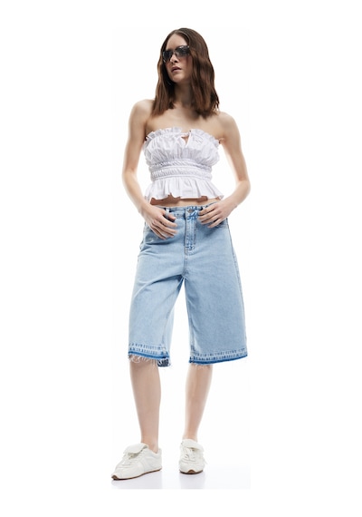 Koton Pamuklu Pis Paça Düğmeli Cepli Denim Bermuda Şort Açık İndigo 5sal40316md Açık İndigo Koton Pamuklu Pis Paça Düğmeli Cepli Denim Bermuda Şort Açık İndigo 5sal40316md Açık İndigo