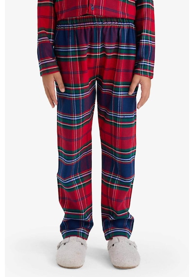 Defacto Erkek Çocuk Pijama Takımı Flanel Uzun Kollu Üst Uzun Alt F0983a825wnrd286 Kırmızı-rd286