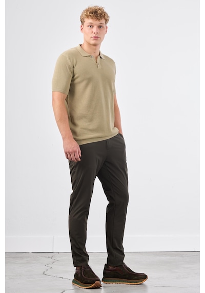 Dufy Haki Düz Erkek Triko - Slim Fit Haki