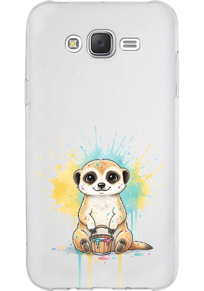 Samsung Galaxy J7 Core İle Uyumlu Splash Mirket Tasarımlı Şeffaf Silikon Kılıf Şeffaf