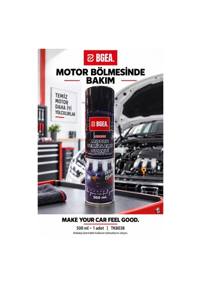 Bgea Susuz Motor Temizleme Spreyi 500 Ml Yağ Ve Kir Temizleyici Aerosol