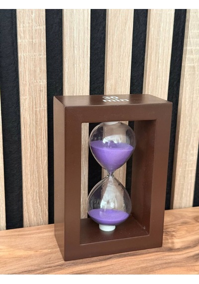 Ahşap Kaideli 30 Dakikalık Kum Saati El Yapımı Dekoratif Cam Kum Saati