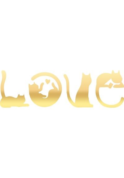 Kediler Love Araba Sticker 17x17 Cm Gold